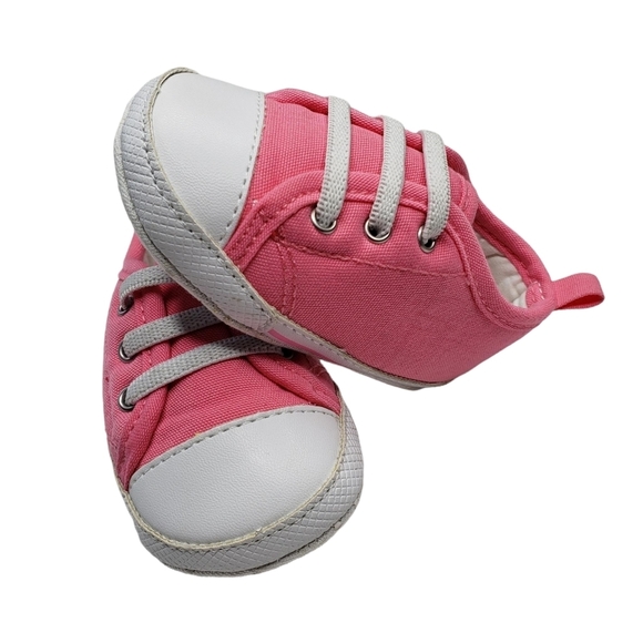 Simple Joys by Carter's | Pink Canvas Soft Baby Walker Shoes Girl's 3-6 Months - Picture 7 of 9